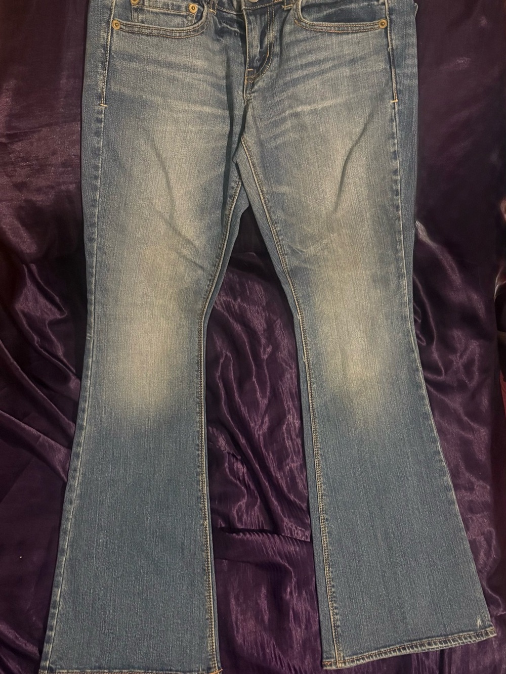 Vintage American Eagle Y2K Light Wash LowRise Double Button Flared Artist Jeans